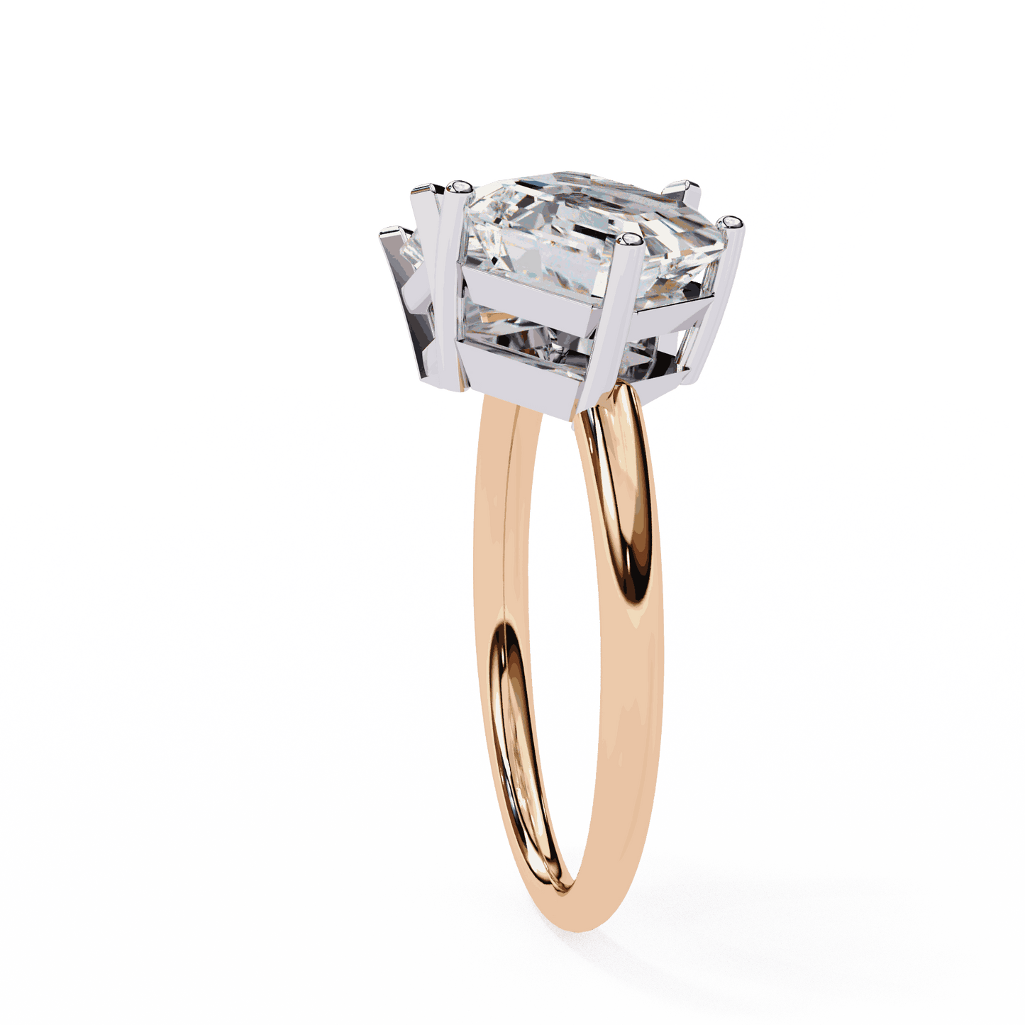Radiant and Asscher Cut Lab Grown Diamond Toi et Moi Engagement Ring with Tilted Pairing