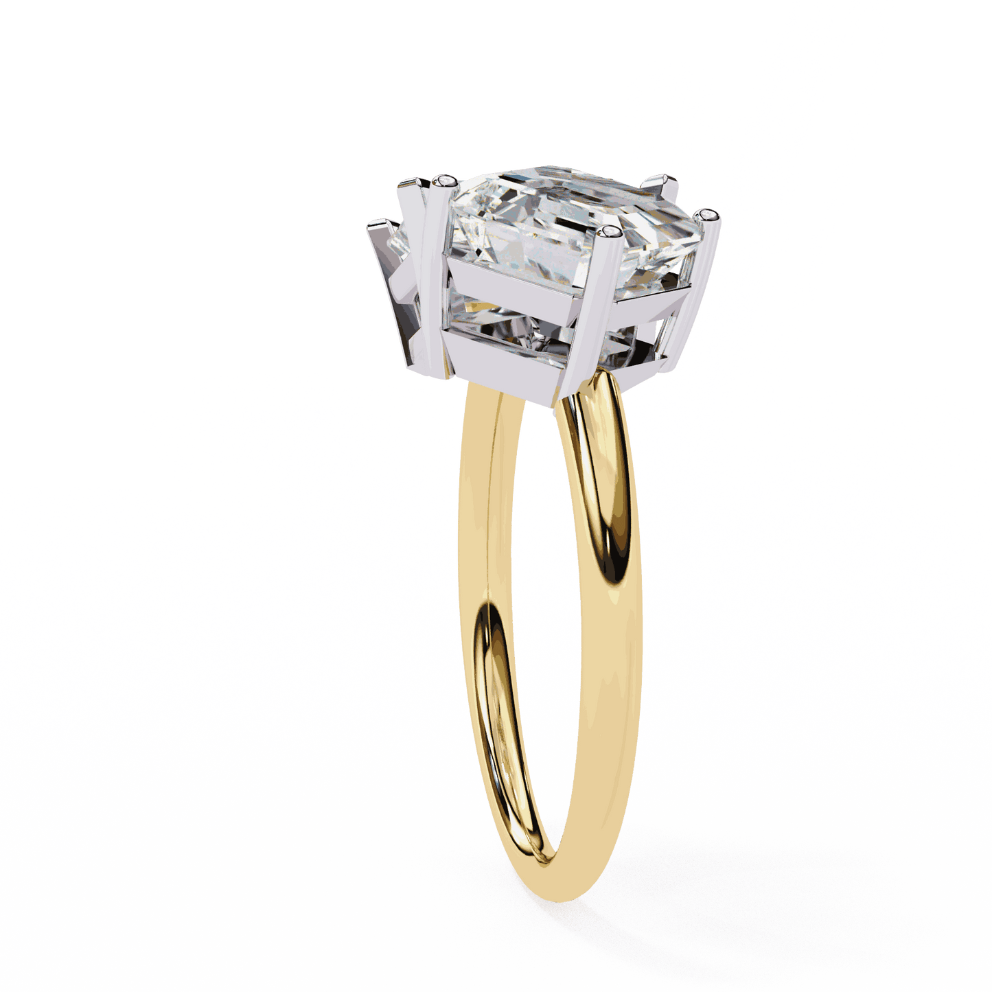 Radiant and Asscher Cut Lab Grown Diamond Toi et Moi Engagement Ring with Tilted Pairing