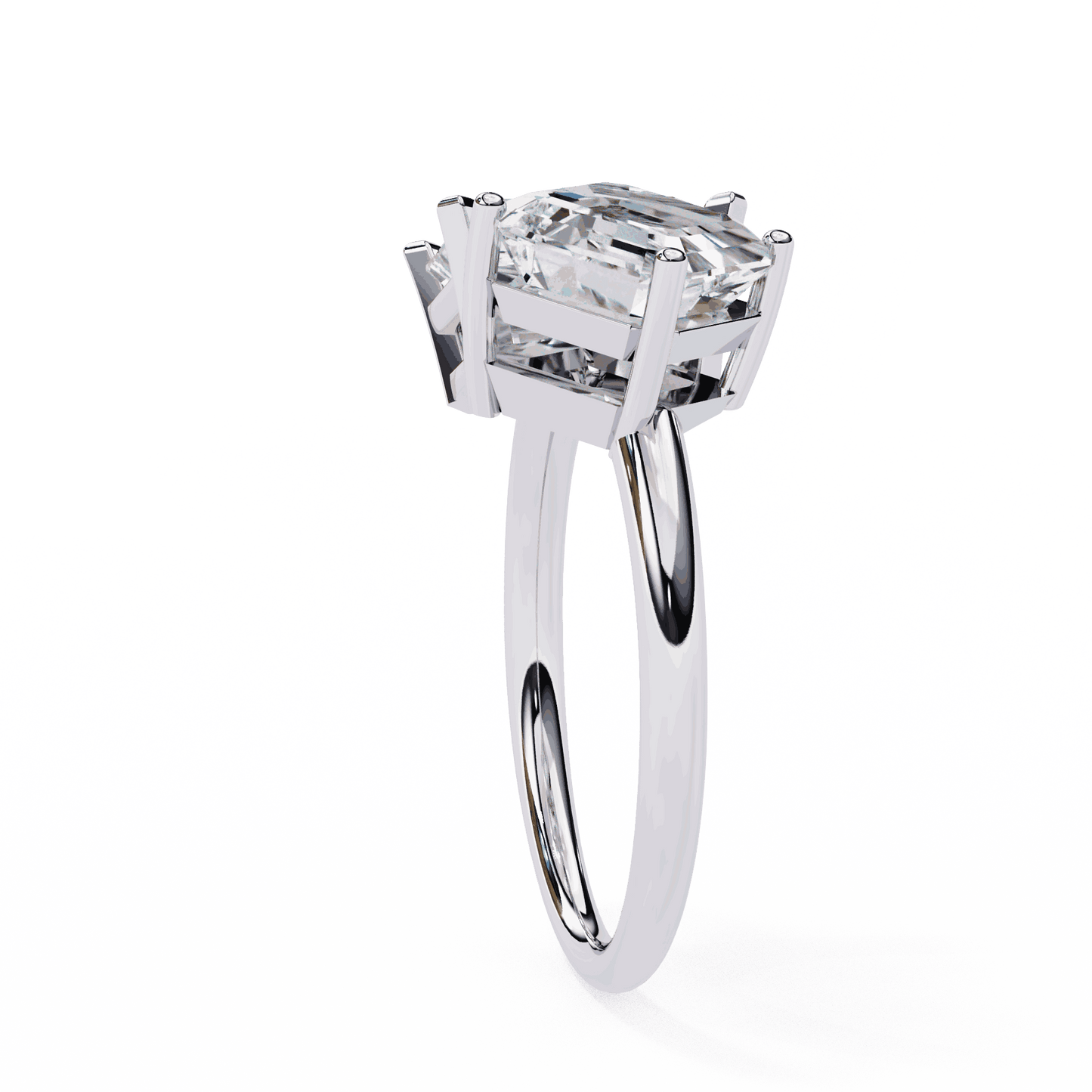 Radiant and Asscher Cut Lab Grown Diamond Toi et Moi Engagement Ring with Tilted Pairing