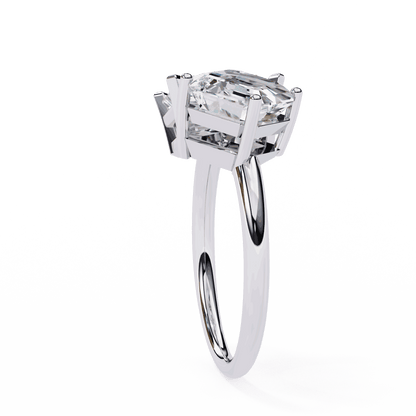 Radiant and Asscher Cut Lab Grown Diamond Toi et Moi Engagement Ring with Tilted Pairing