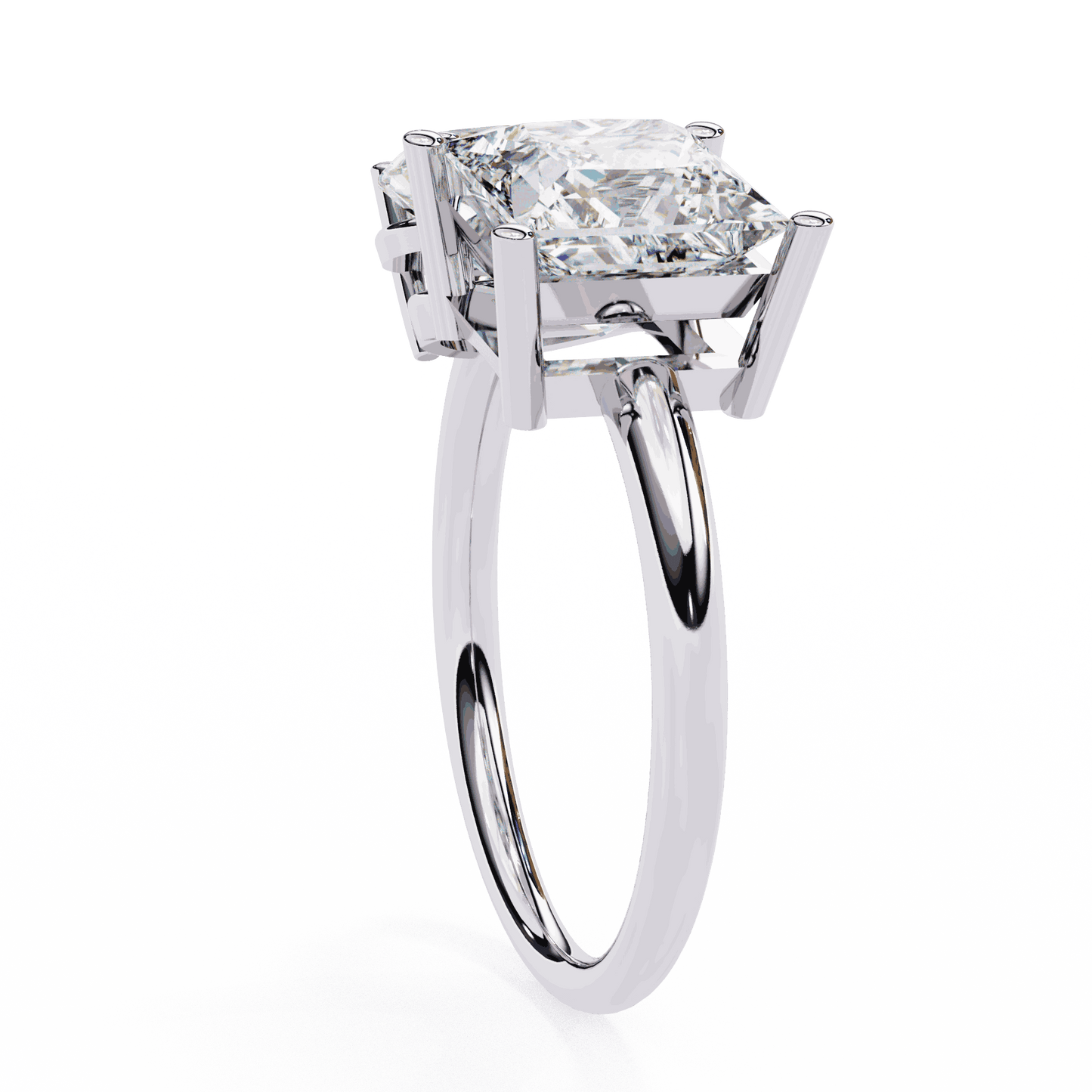Pear and Princess Cut Lab Grown Diamond Toi et Moi Engagement Ring with Two Stone Pairing