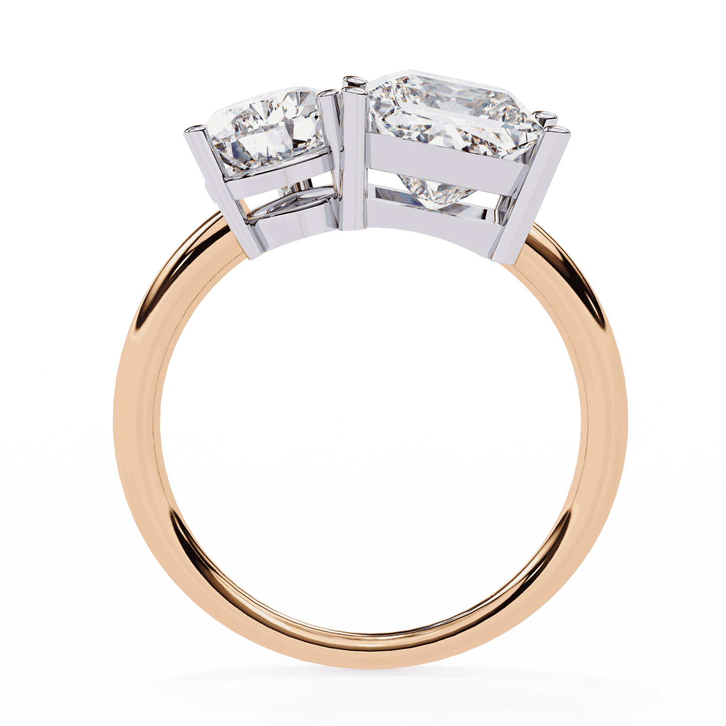 Pear and Princess Cut Lab Grown Diamond Toi et Moi Engagement Ring with Two Stone Pairing