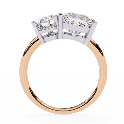 Pear and Princess Cut Lab Grown Diamond Toi et Moi Engagement Ring with Two Stone Pairing