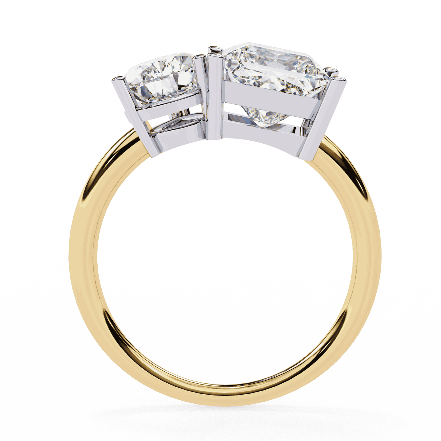 Pear and Princess Cut Lab Grown Diamond Toi et Moi Engagement Ring with Two Stone Pairing