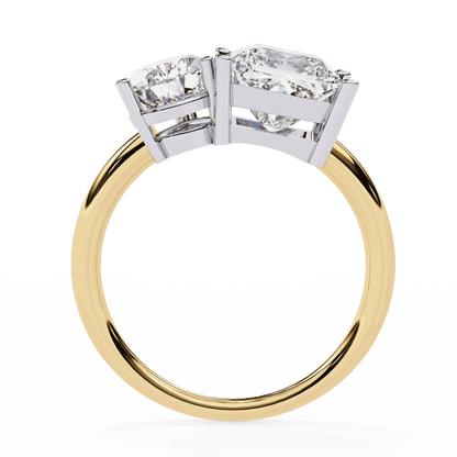 Pear and Princess Cut Lab Grown Diamond Toi et Moi Engagement Ring with Two Stone Pairing