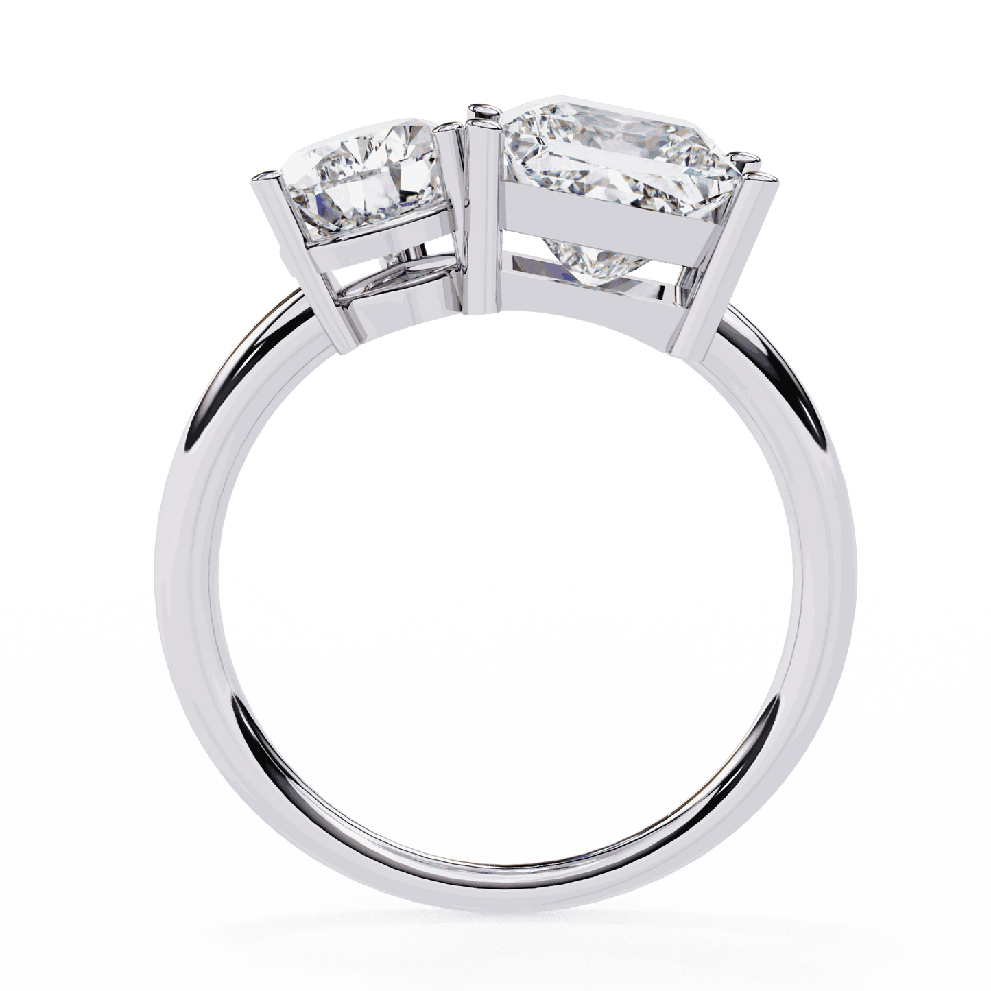 Pear and Princess Cut Lab Grown Diamond Toi et Moi Engagement Ring with Two Stone Pairing