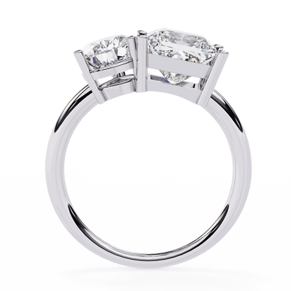 Pear and Princess Cut Lab Grown Diamond Toi et Moi Engagement Ring with Two Stone Pairing