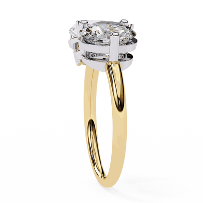 Pear and Round Cut Lab Grown Diamond Toi et Moi Engagement Ring with Two Stone Pairing