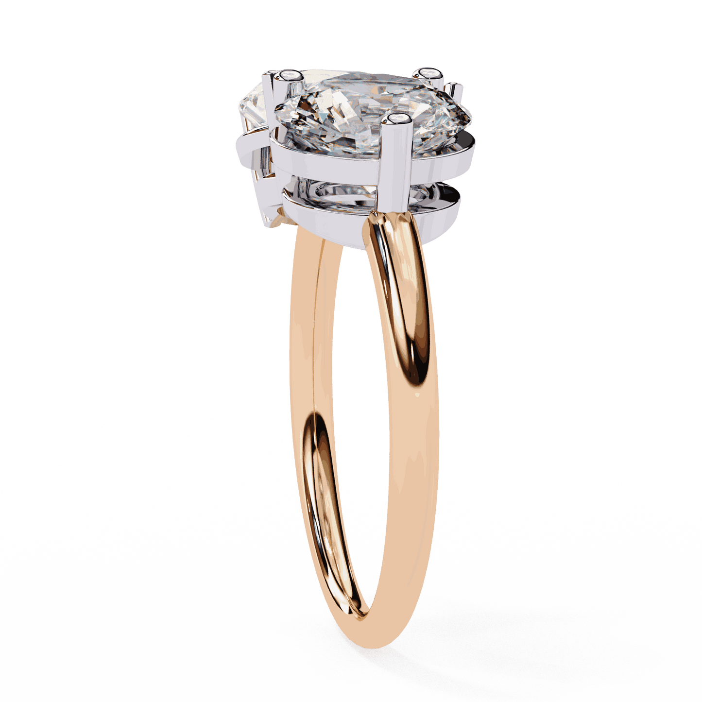 Pear and Round Cut Lab Grown Diamond Toi et Moi Engagement Ring with Two Stone Pairing