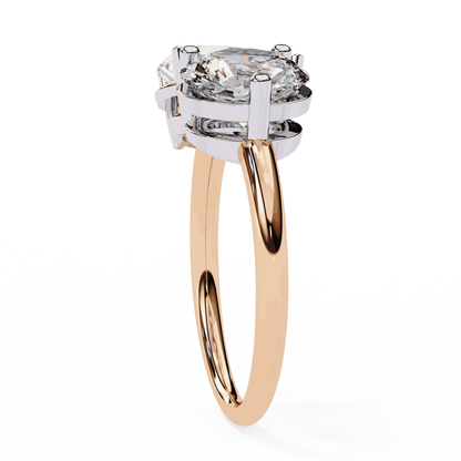 Pear and Round Cut Lab Grown Diamond Toi et Moi Engagement Ring with Two Stone Pairing