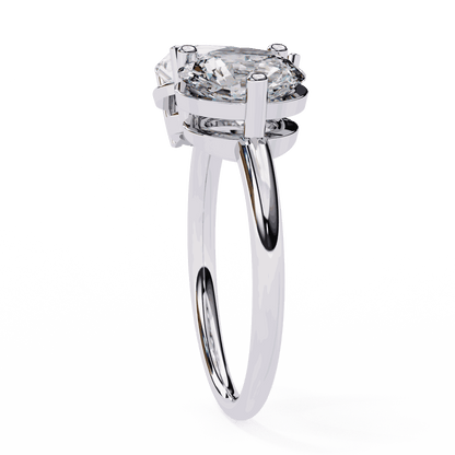 Pear and Round Cut Lab Grown Diamond Toi et Moi Engagement Ring with Two Stone Pairing