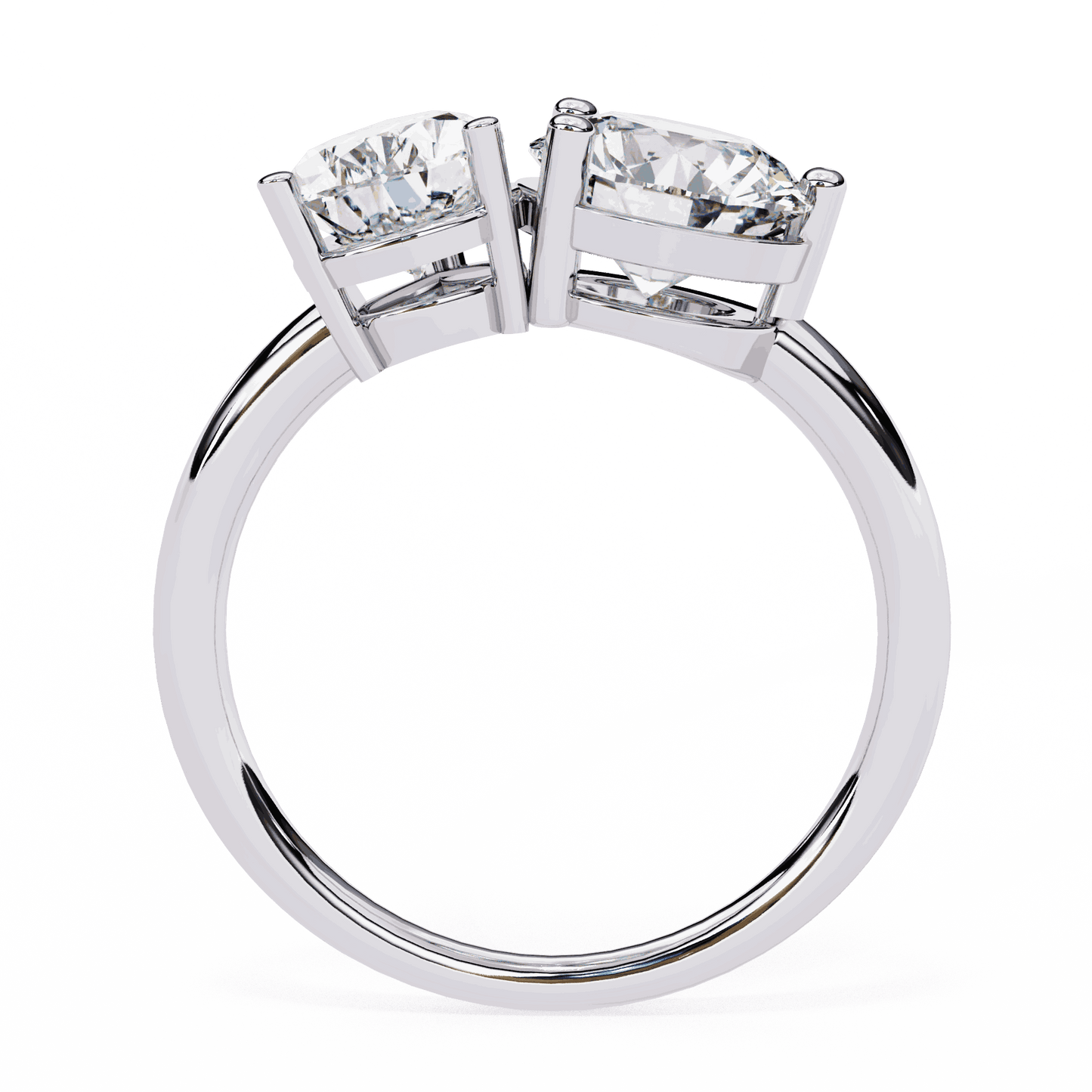 Pear and Round Cut Lab Grown Diamond Toi et Moi Engagement Ring with Two Stone Pairing