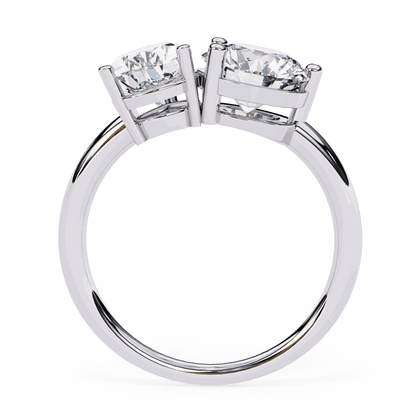 Pear and Round Cut Lab Grown Diamond Toi et Moi Engagement Ring with Two Stone Pairing