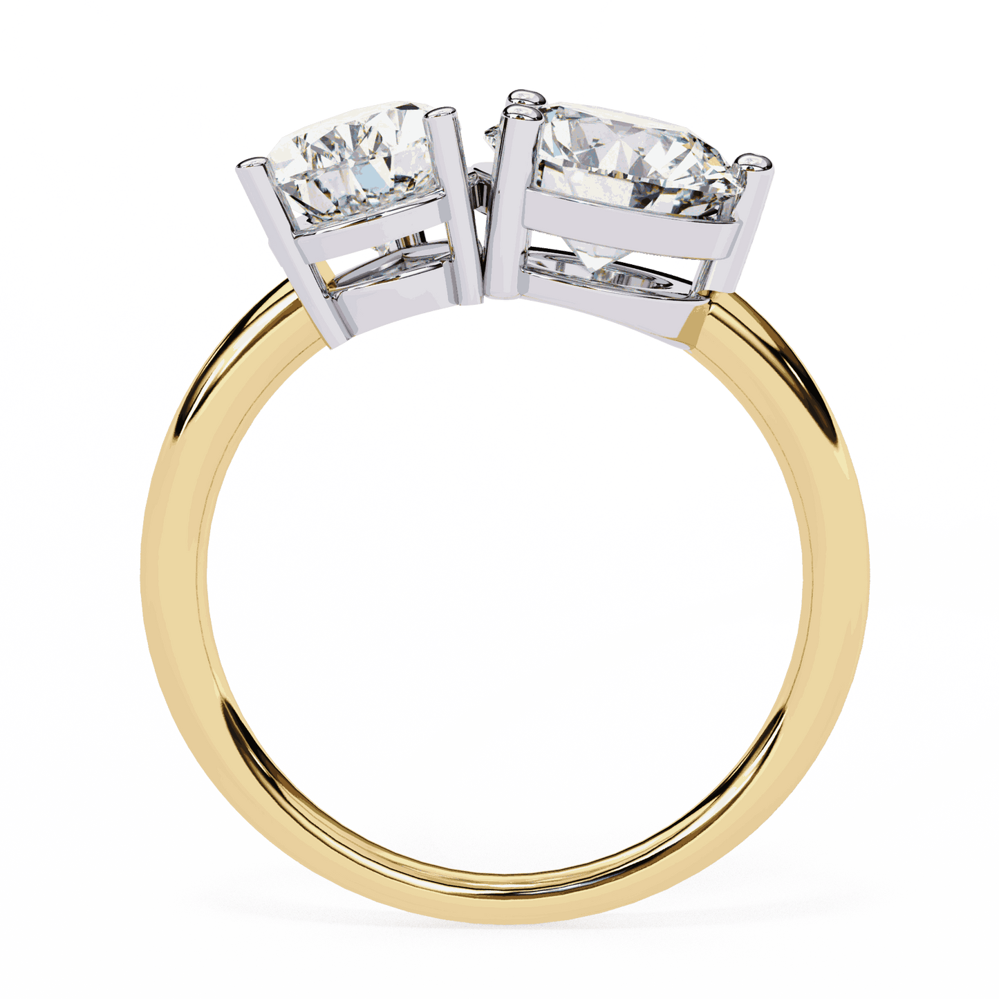 Pear and Round Cut Lab Grown Diamond Toi et Moi Engagement Ring with Two Stone Pairing