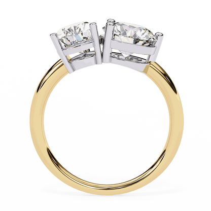 Pear and Round Cut Lab Grown Diamond Toi et Moi Engagement Ring with Two Stone Pairing