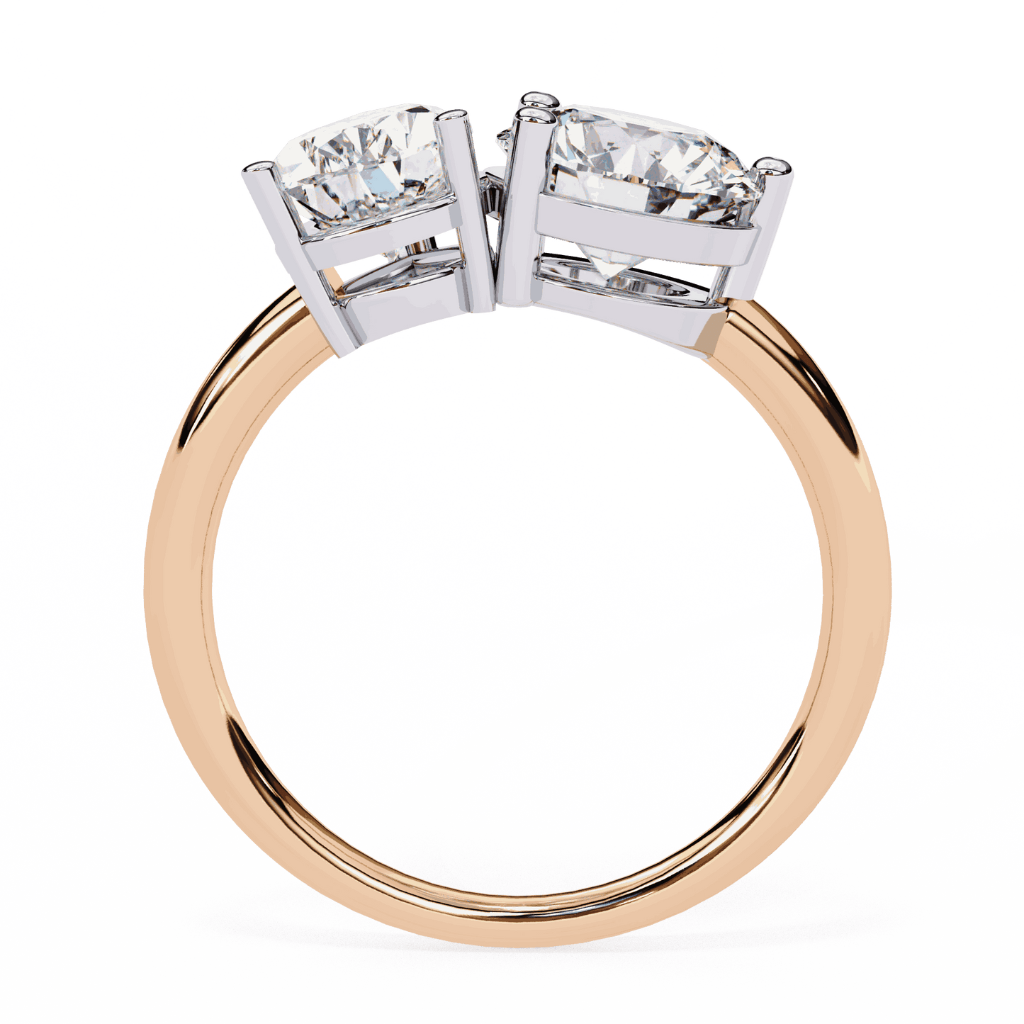 Pear and Round Cut Lab Grown Diamond Toi et Moi Engagement Ring with Two Stone Pairing