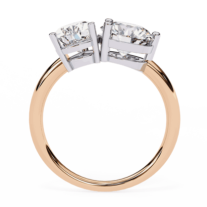 Pear and Round Cut Lab Grown Diamond Toi et Moi Engagement Ring with Two Stone Pairing