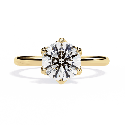 Round Cut Lab Grown Diamond Solitaire Engagement Ring with Tulip Gallery and Hidden Accents