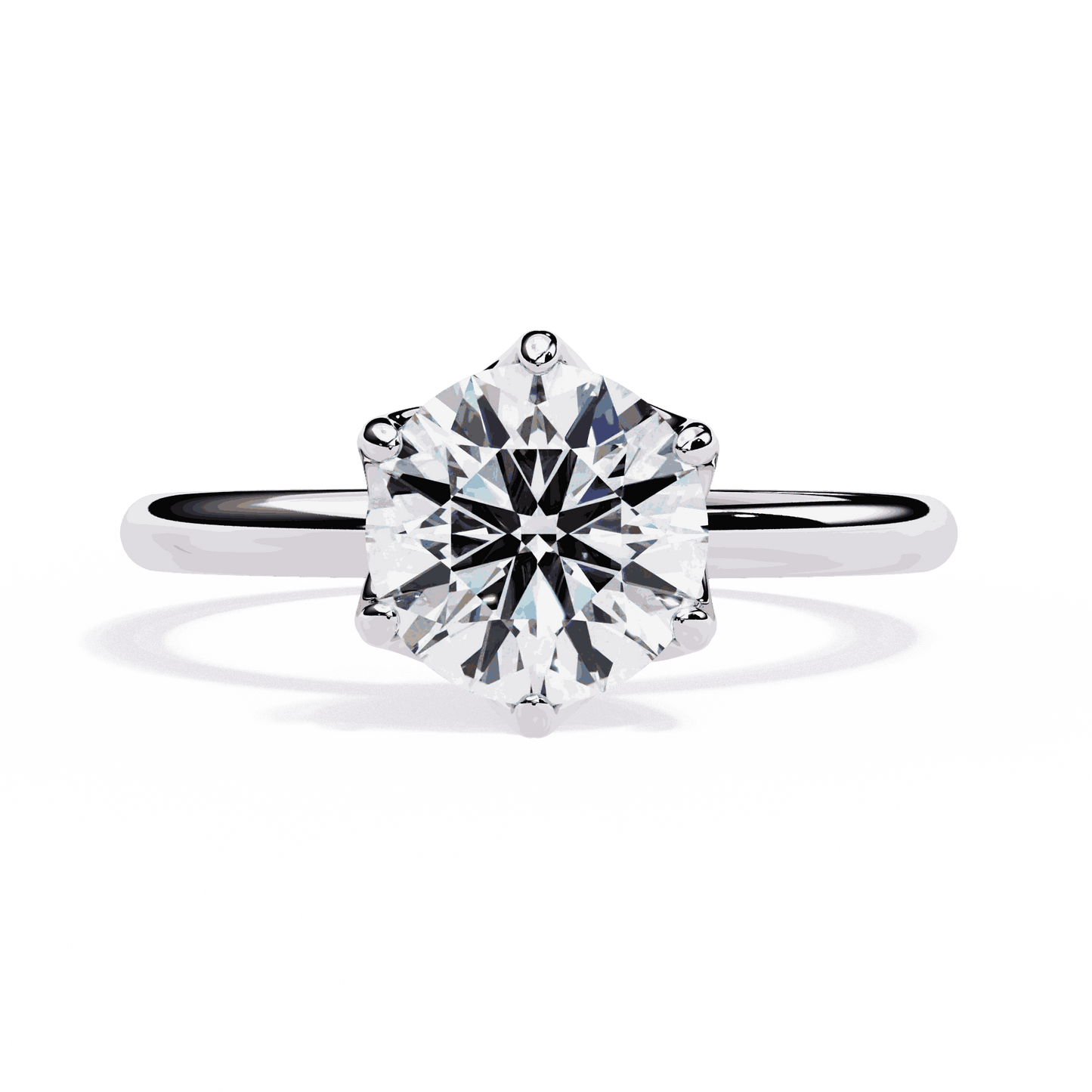 Round Cut Lab Grown Diamond Solitaire Engagement Ring with Tulip Gallery and Hidden Accents