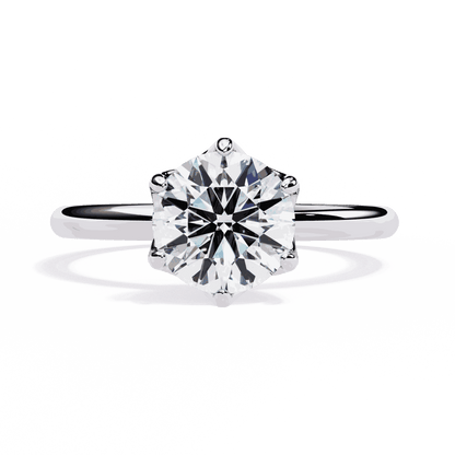 Round Cut Lab Grown Diamond Solitaire Engagement Ring with Tulip Gallery and Hidden Accents
