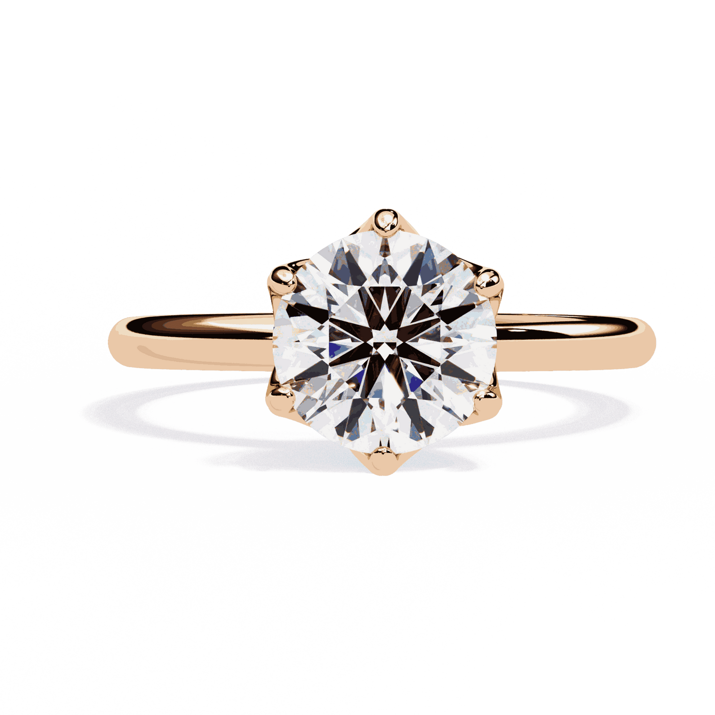 Round Cut Lab Grown Diamond Solitaire Engagement Ring with Tulip Gallery and Hidden Accents
