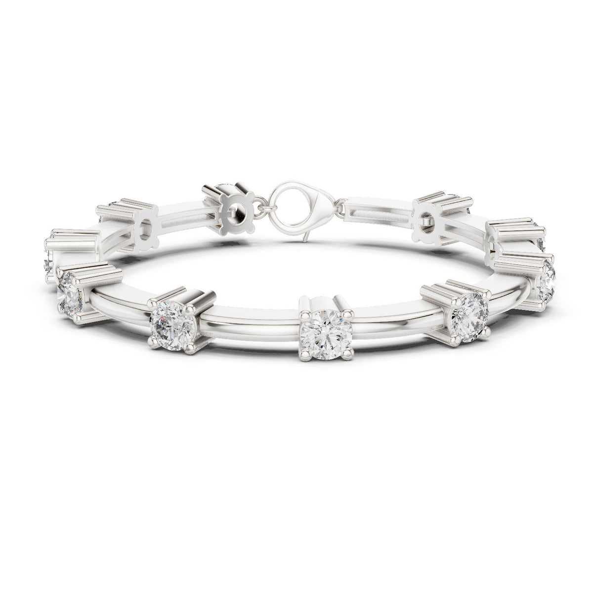 Round Station Lab Grown Diamond Bracelet