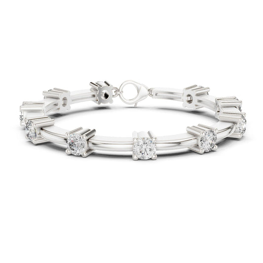 Round Station Lab Grown Diamond Bracelet