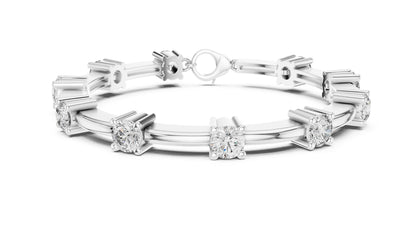 Round Station Lab Grown Diamond Bracelet