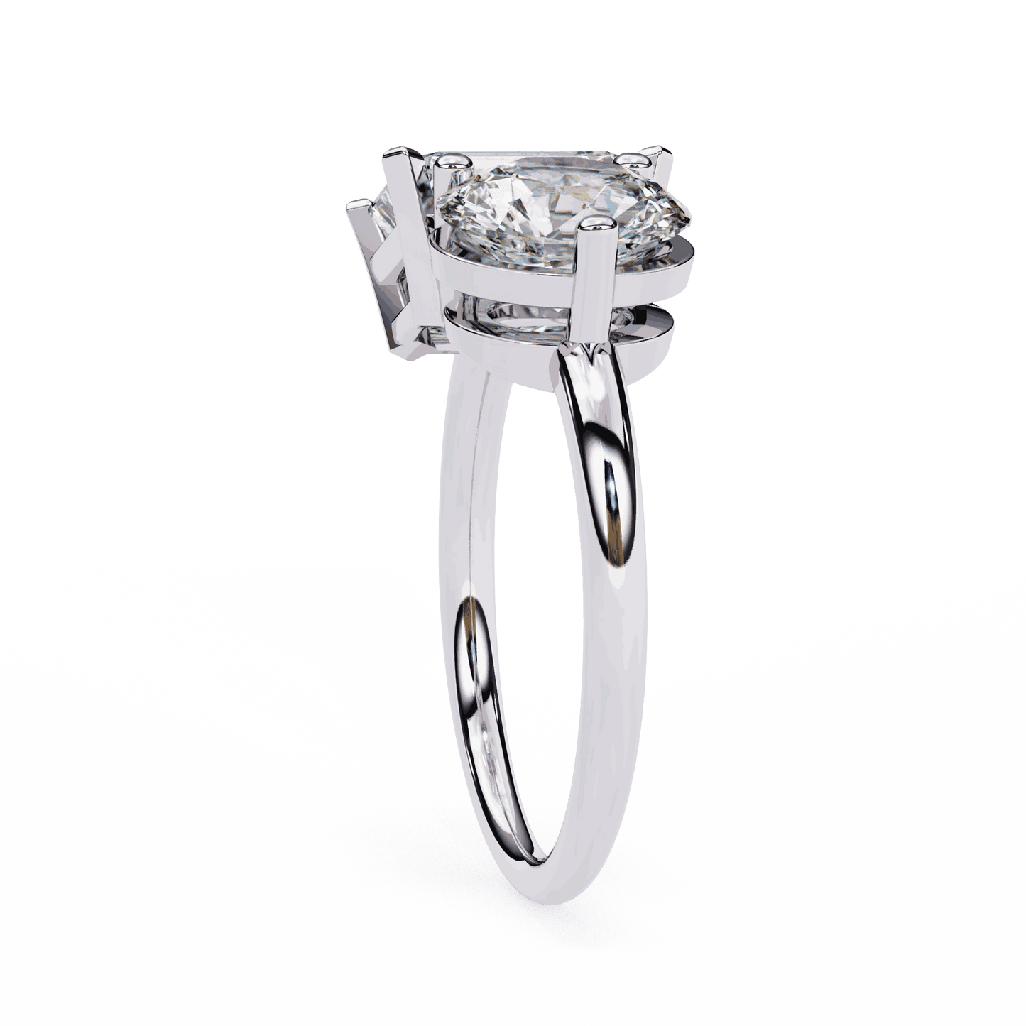 Emerald and Round Cut Lab Grown Diamond Toi et Moi Engagement Ring with Two Stone Pairing