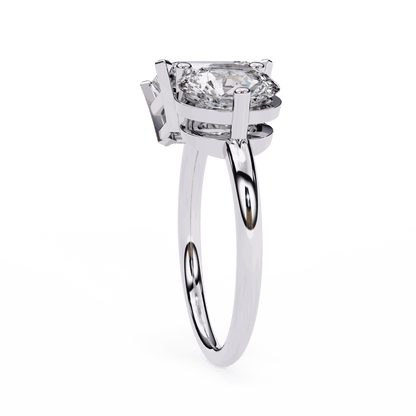 Emerald and Round Cut Lab Grown Diamond Toi et Moi Engagement Ring with Two Stone Pairing