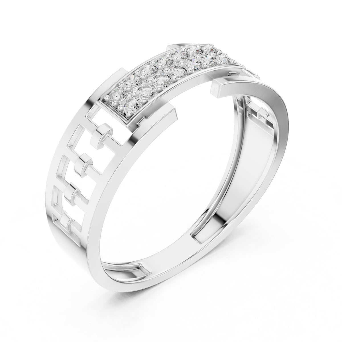 Round Lab Grown Diamond Pave Engagement Ring
