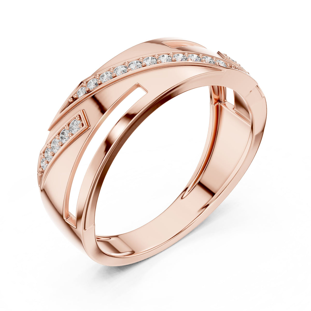 Round Lab Grown Diamond Twisted Engagement Ring