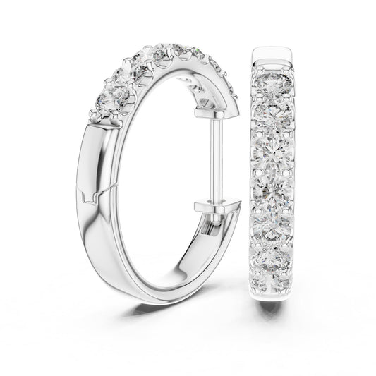 Round Hoop Lab Grown Diamond Earrings
