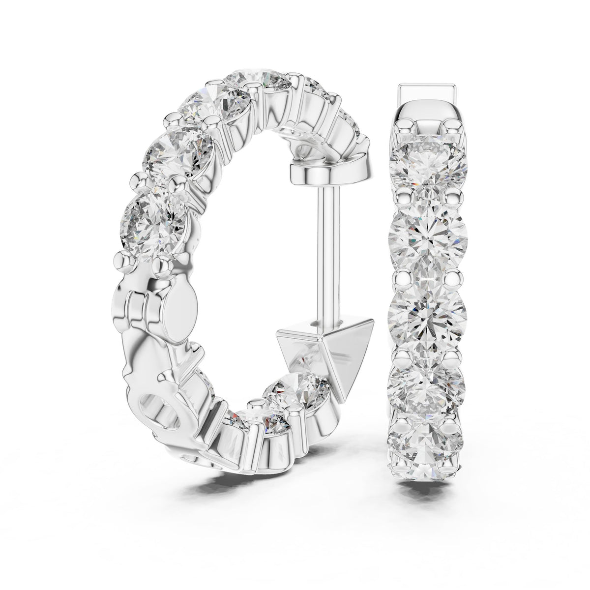 Round Hoop Lab Grown Diamond Earrings