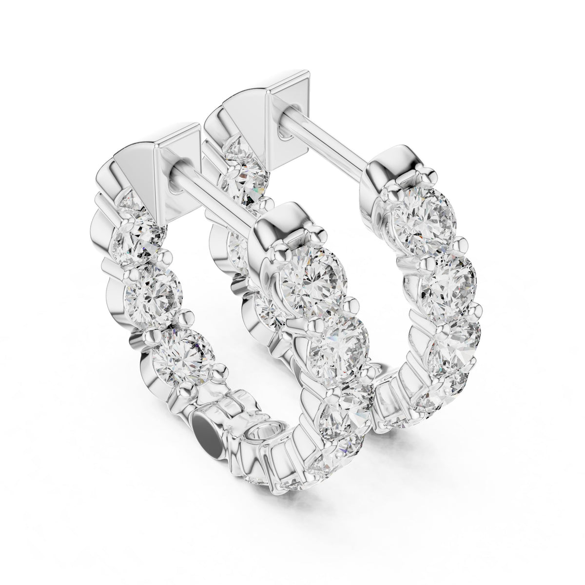Round Hoop Lab Grown Diamond Earrings