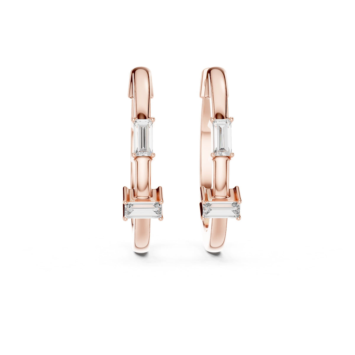 Emerald Hoop Lab Grown Diamond Earrings