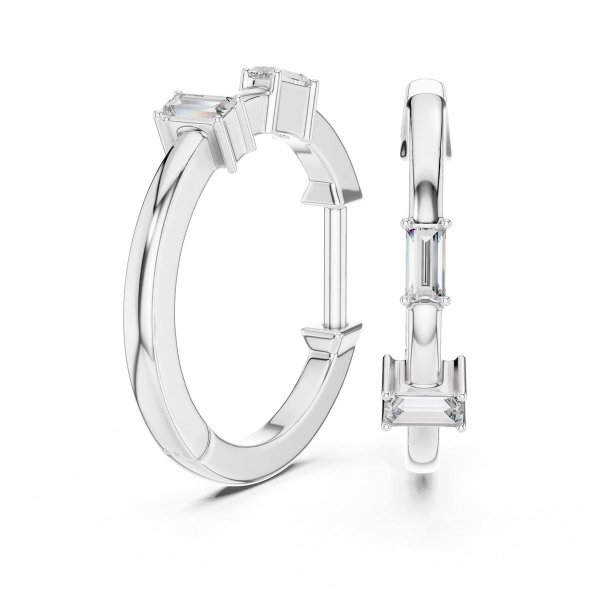 Emerald Hoop Lab Grown Diamond Earrings