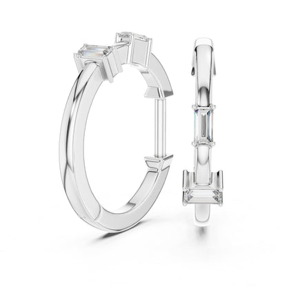 Emerald Hoop Lab Grown Diamond Earrings