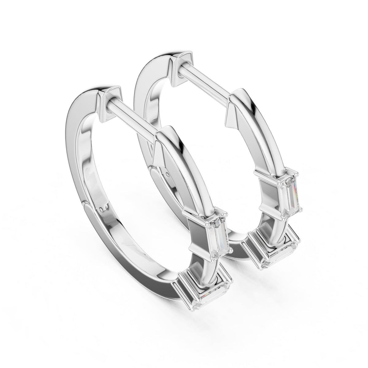 Emerald Hoop Lab Grown Diamond Earrings