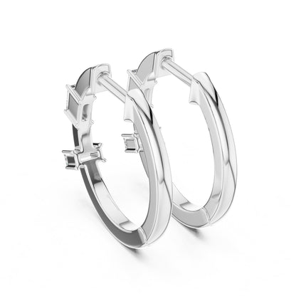 Emerald Hoop Lab Grown Diamond Earrings