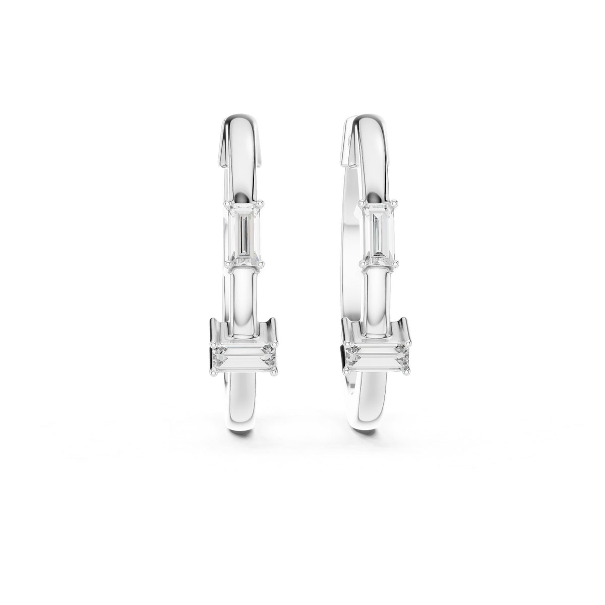Emerald Hoop Lab Grown Diamond Earrings