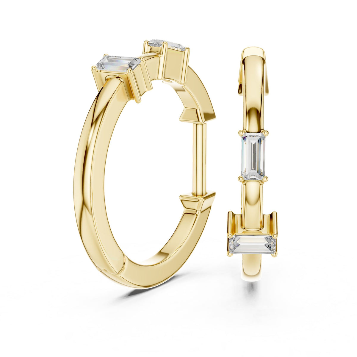 Emerald Hoop Lab Grown Diamond Earrings