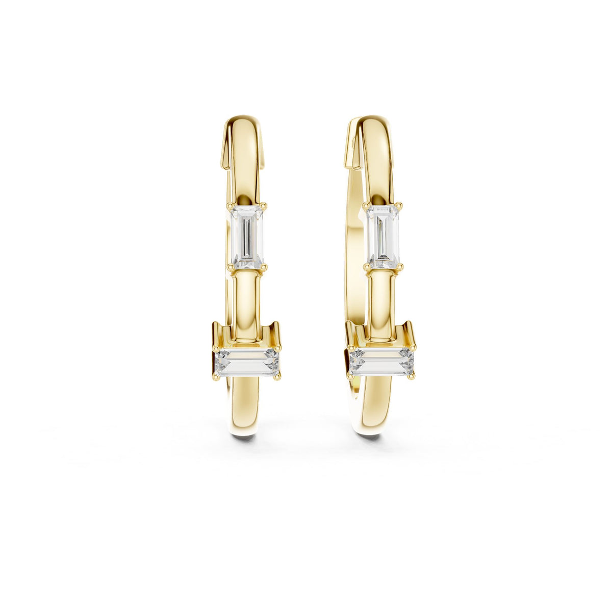 Emerald Hoop Lab Grown Diamond Earrings
