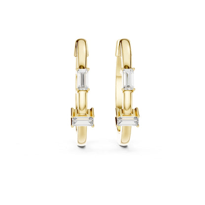 Emerald Hoop Lab Grown Diamond Earrings