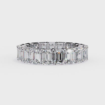 14K White Gold 5.00 CTW IGI Certified Emerald Lab Grown Diamond Eternity Band